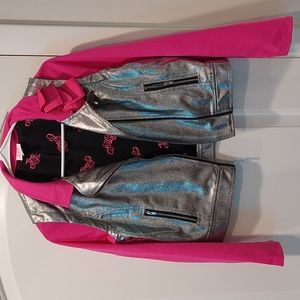 Girls JoJo Siwa, Nickelodeon zip up jacket, faux leather. Size L. Excellent